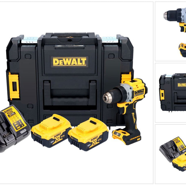 Taladro atornillador inalámbrico DeWalt DCD 800 P2T 18 V 90 Nm sin escobillas + 2x baterías 5,0 Ah + cargador + TSTAK