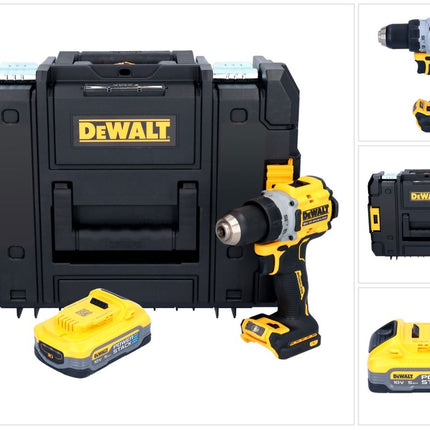 Taladro atornillador inalámbrico DeWalt DCD 800 NT 18 V 90 Nm sin escobillas + 1x batería 5,0 Ah + TSTAK - sin cargador