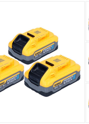 Juego de baterías DeWalt DCBP 518 H3 3x batería Powerstack 18 V 5,0 Ah / 5000 mAh XR Li-Ion - con indicador de nivel de carga