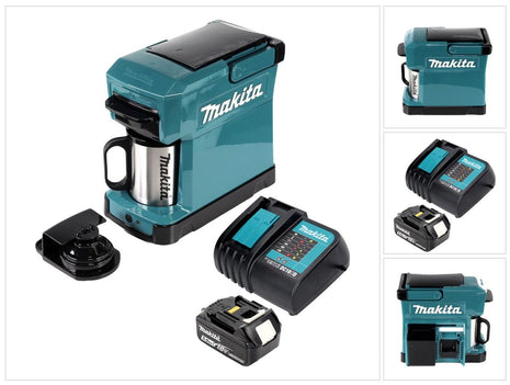 Makita DCM 501 RT coffee machine, battery-powered, portable + 1x 5.0 Ah battery & charger