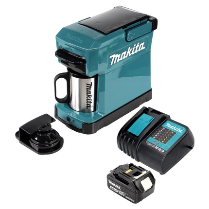 Makita DCM 501 RT Macchina da caffè a batteria portatile + 1x batteria 5,0 Ah e caricabatterie