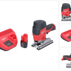 Milwaukee M12 JS-201 cordless jigsaw 12 V + 1x rechargeable battery 2.0 Ah + charger