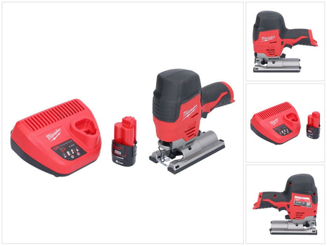 Milwaukee M12 JS-201 Scie sauteuse sans fil 12 V + 1x batterie 2,0 Ah + chargeur