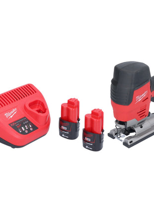 Sierra de calar a batería Milwaukee M12 JS-202 12 V + 2x baterías 2.0 Ah + cargador