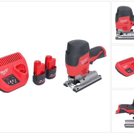 Milwaukee M12 JS-252 cordless jigsaw 12 V + 2x rechargeable battery 2.5 Ah + charger