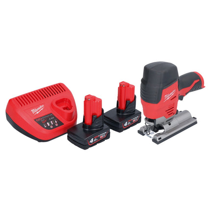 Sierra de calar a batería Milwaukee M12 JS-402 12 V + 2x baterías 4,0 Ah + cargador