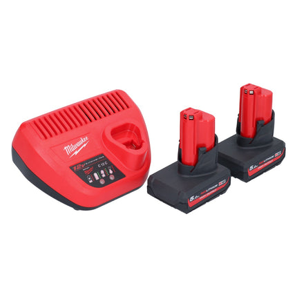 Sierra de calar sin cable Milwaukee M12 JS-502 12 V + 2x batería recargable 5,0 Ah + cargador