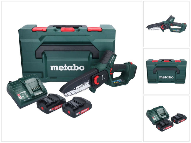 Metabo MS 18 LTX 15 sierra de podar sin cable 18 V 15 cm 5 m/s + 2x batería recargable 2,0 Ah + cargador + metaBOX