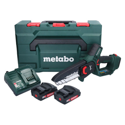 Metabo MS 18 LTX 15 cordless pruning saw 18 V 15 cm 5 m/s + 2x rechargeable battery 2.0 Ah + charger + metaBOX
