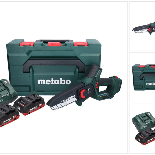 Metabo MS 18 LTX 15 podadora sin cable 18 V 15 cm 5 m/s + 2x batería 4,0 Ah + cargador + metaBOX