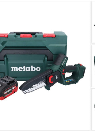 Metabo MS 18 LTX 15 Akku Gehölzsäge 18 V 15 cm 5 m/s + 1x Akku 5,5 Ah + Ladegerät + metaBOX