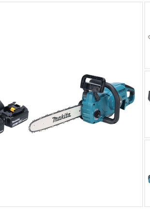 Motosierra a batería Makita DUC 357 RM2X2 18 V 35 cm 7,7 m/s sin escobillas + 2x baterías 4,0 Ah + cargador