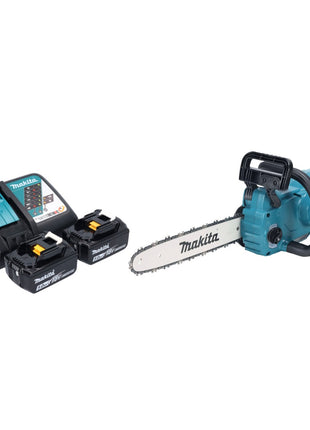 Makita DUC 357 RT2X2 Akumulatorowa pilarka łańcuchowa 18 V 35 cm 7,7 m/s Bezszczotkowa + 2x akumulator 5,0 Ah + ładowarka