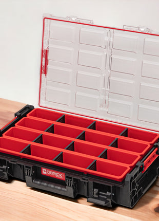 Qbrick System ONE Organizer XL 2.0 Long Bin empilable 582 x 387 x 131 mm 13,5 l IP66 avec 4 inlays et 12 séparateurs