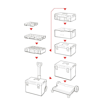 Qbrick System ONE 450 2.0 Vario RED ULTRA HD Custom tool case modular organiser 585 x 385 x 420 mm 52 l stackable IP66