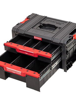 Qbrick System PRO Drawer 2 Toolbox 2.0 Basic stapelbar 450 x 310 x 244 mm 4,5 l 9,5 l IP54 mit zwei Schubläden 5 Trennwänden