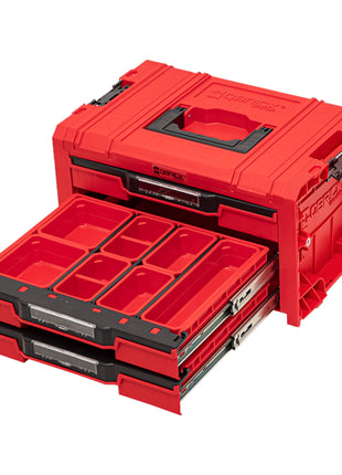 Qbrick System PRO Drawer 3 Toolbox 2.0 Expert RED ULTRA HD Werkzeugkoffer 450 x 310 x 244 mm 13,5 l stapelbar IP54 mit 3 Schubladen