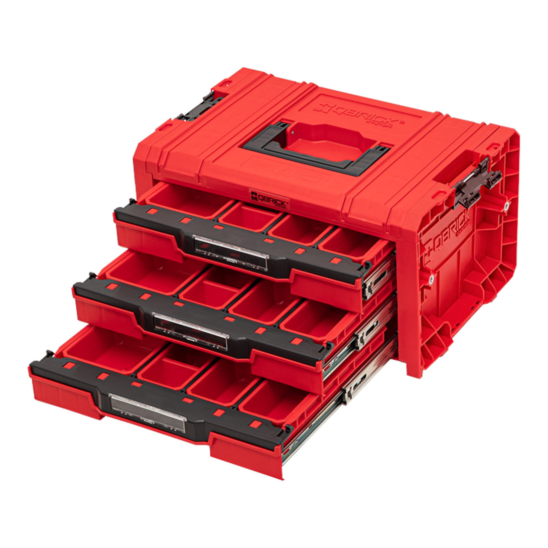 Qbrick System PRO Cajón 3 Caja de herramientas 2.0 Expert RED ULTRA HD Caja de herramientas 450 x 310 x 244 mm 13,5 l apilable IP54 con 3 cajones