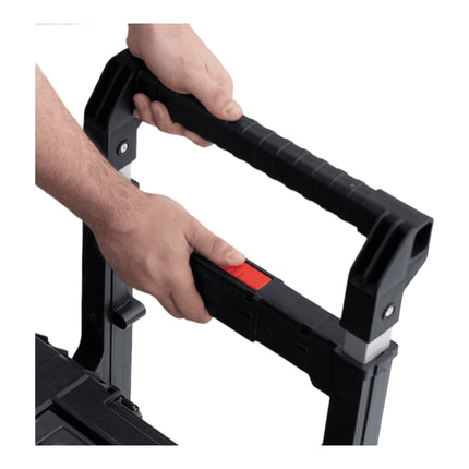 Qbrick System PRIME Wózek sztaplowany 590 x 425 x 660 mm 37 l IP66 100 kg udźwigu z podwójnym teleskopowym uchwytem aluminiowym