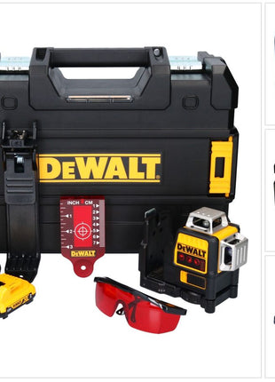 DeWalt DCE 089 D1R batería láser multilínea 12 V 3x 360° rojo + 1x batería 2,0 Ah + cargador + TSTAK