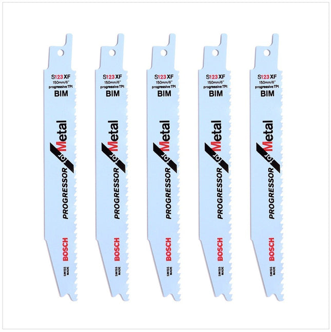 Bosch 5 Säbelsägeblätter 150 mm Progressor for Metal S 123 XF / S123XF ( 2608654402 ) - Toolbrothers
