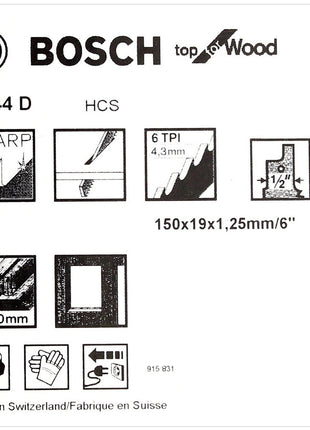 Bosch 5 Säbelsägeblätter 150 mm Top for Wood S 644 D / S644D ( 2608650673 ) - Toolbrothers