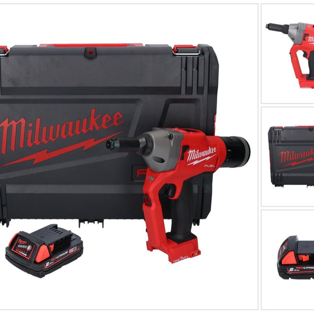 Milwaukee M18 ONEFPRT-201X remachadora ciega a batería 18 V 20 kN sin escobillas + 1x batería 2.0 Ah + caja HD - sin cargador