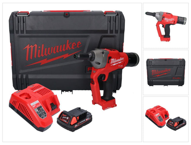 Milwaukee M18 ONEFPRT-201X remachadora ciega a batería 18 V 20 kN sin escobillas + 1x batería 2.0 Ah + cargador + caja HD