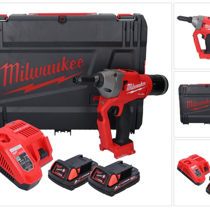 Milwaukee M18 ONEFPRT-202X remachadora ciega a batería 18 V 20 kN sin escobillas (4933478602) + 2x batería 2.0 Ah + cargador + caja HD
