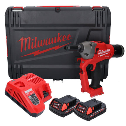 Milwaukee M18 ONEFPRT-202X remachadora ciega a batería 18 V 20 kN sin escobillas (4933478602) + 2x batería 2.0 Ah + cargador + caja HD