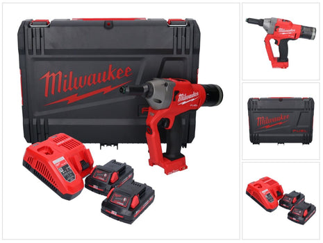 Milwaukee M18 ONEFPRT-302X nitownica akumulatorowa 18 V 20 kN bezszczotkowa + 2x akumulator 3,0 Ah + ładowarka + skrzynka HD