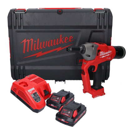 Rivettatrice cieca a batteria Milwaukee M18 ONEFPRT-302X 18 V 20 kN brushless + 2x batteria ricaricabile 3,0 Ah + caricabatterie + scatola HD