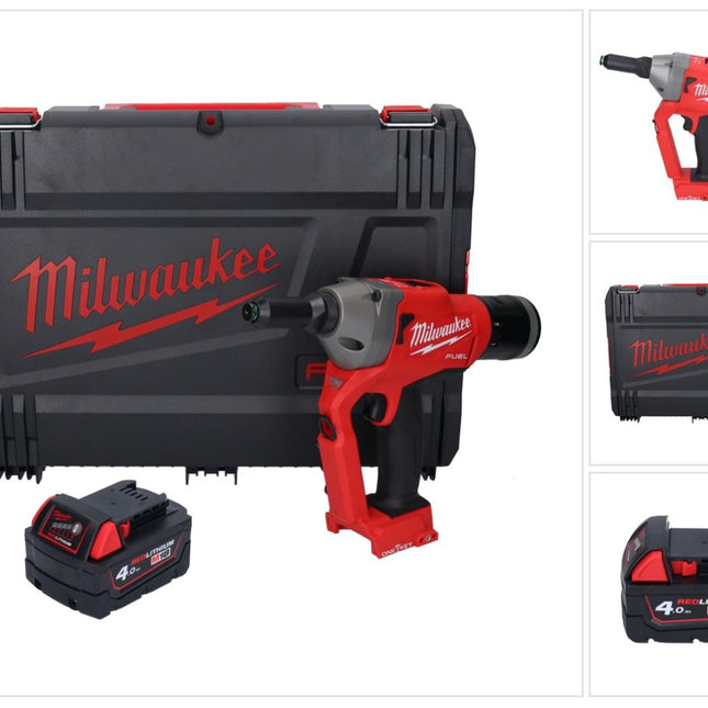 Remachadora sin cable Milwaukee M18 ONEFPRT-401X 18 V 20 kN sin escobillas + 1x batería 4,0 Ah + caja HD - sin cargador