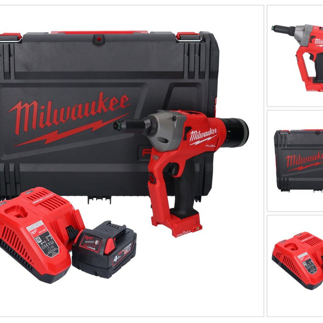 Milwaukee M18 ONEFPRT-401X nitownica akumulatorowa 18 V 20 kN bezszczotkowa + 1x akumulator 4,0 Ah + ładowarka + skrzynka HD