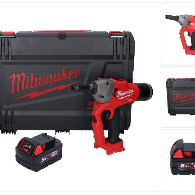 Milwaukee M18 ONEFPRT-501X remachadora sin cable 18 V 20 kN sin escobillas + 1x batería 5.0 Ah + caja HD - sin cargador
