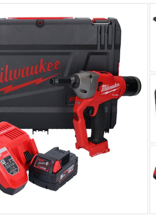 Milwaukee M18 ONEFPRT-501X remachadora ciega a batería 18 V 20 kN sin escobillas + 1x batería 5.0 Ah + cargador + caja HD