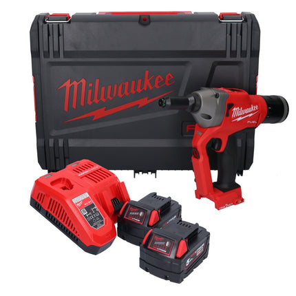 Rivettatrice cieca a batteria Milwaukee M18 ONEFPRT-502X 18 V 20 kN brushless + 2x batteria ricaricabile 5,0 Ah + caricabatterie + scatola HD