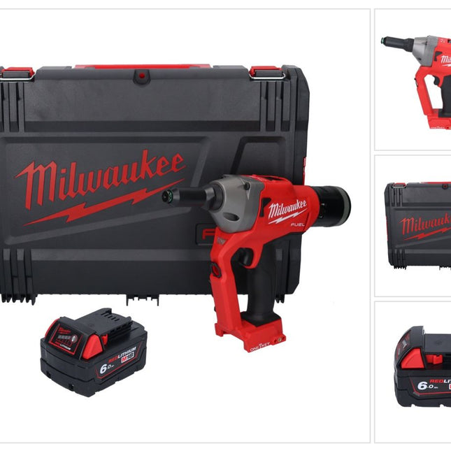 Milwaukee M18 ONEFPRT-601X remachadora ciega a batería 18 V 20 kN sin escobillas + 1x batería 6.0 Ah + caja HD - sin cargador