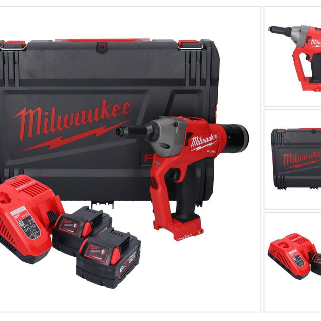 Milwaukee M18 ONEFPRT-602X remachadora ciega a batería 18 V 20 kN sin escobillas + 2x batería 6.0 Ah + cargador + caja HD