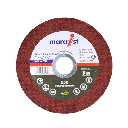 Marcrist 850 Inox specjalna ultracienka tarcza tnąca 10 szt. 125 x 1,0 x 22,23 mm ( 5007.0125.22-10 ) do szlifierek kątowych