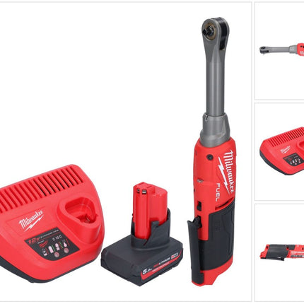 Milwaukee M12 FHIR14LR-501 Grzechotka szybkomocująca 12 V 47 Nm 1/4" bezszczotkowa + 1x akumulator 5,0 Ah + ładowarka