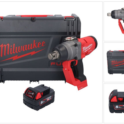 Milwaukee M18 ONEFHIWF1-501X Llave de impacto inalámbrica 18 V 2033 Nm 1″ sin escobillas + 1x batería 5,0 Ah + caja HD - sin cargador