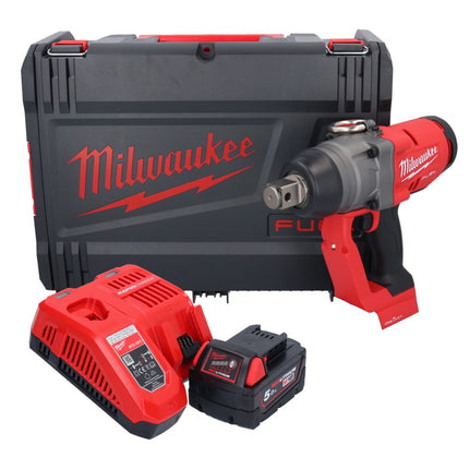 Llave de impacto inalámbrica Milwaukee M18 ONEFHIWF1-501X 18 V 2033 Nm 1″ sin escobillas + 1x batería 5,0 Ah + cargador + caja HD