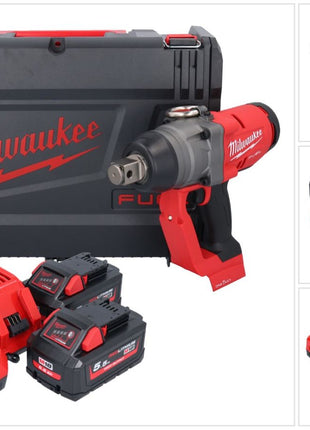 Llave de impacto inalámbrica Milwaukee M18 ONEFHIWF1-552X 18 V 2033 Nm 1″ sin escobillas + 2x batería 5,5 Ah + cargador + caja HD