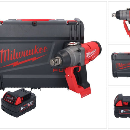Milwaukee M18 ONEFHIWF1-601X Llave de impacto inalámbrica 18 V 2033 Nm 1″ sin escobillas + 1x batería 6,0 Ah + caja HD - sin cargador