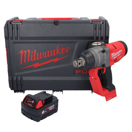 Milwaukee M18 ONEFHIWF1-601X Llave de impacto inalámbrica 18 V 2033 Nm 1″ sin escobillas + 1x batería 6,0 Ah + caja HD - sin cargador