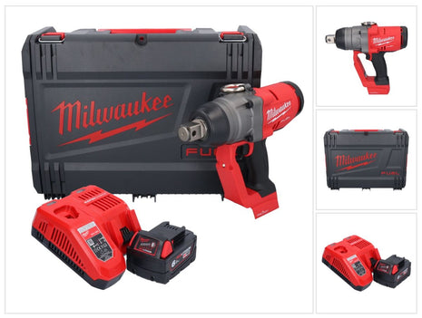 Llave de impacto inalámbrica Milwaukee M18 ONEFHIWF1-601X 18 V 2033 Nm 1″ sin escobillas + 1x batería 6,0 Ah + cargador + caja HD