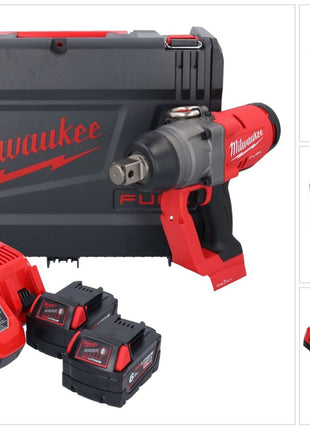 Llave de impacto inalámbrica Milwaukee M18 ONEFHIWF1-602X 18 V 2033 Nm 1″ sin escobillas + 2x batería 6,0 Ah + cargador + caja HD