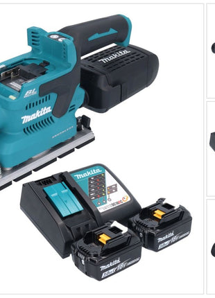 Makita DBO 381 RFU Ponceuse vibrante sans fil 18 V 93 x 185 mm Brushless + 2x batterie 3,0 Ah + chargeur