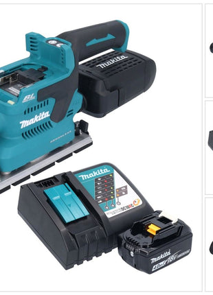 Makita DBO 381 RM1U Akumulatorowa szlifierka oscylacyjna 18 V 93 x 185 mm bezszczotkowa + 1x akumulator 4,0 Ah + ładowarka